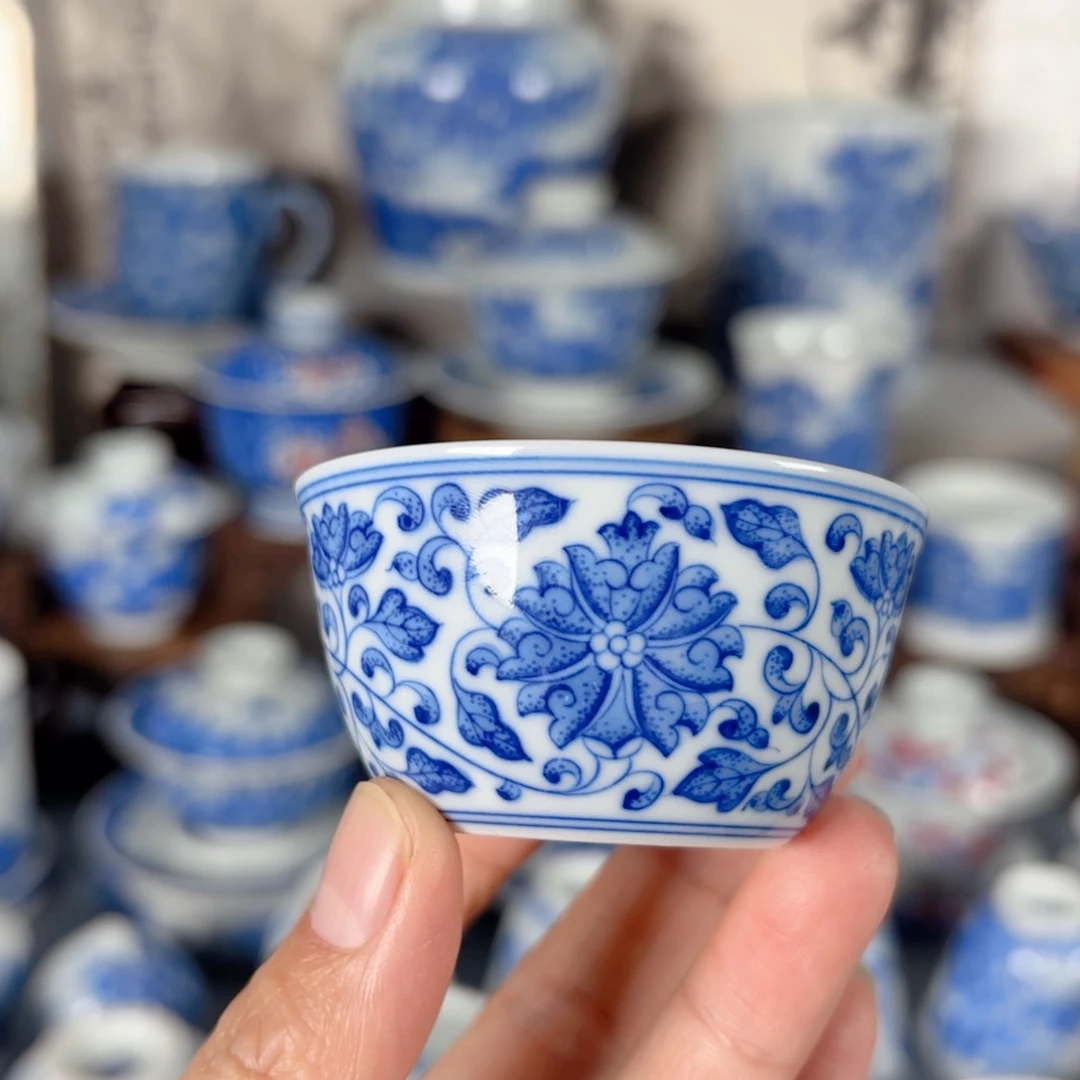 青花瓷器手绘作品陶瓷杯