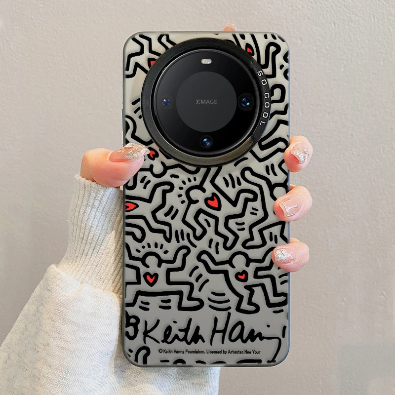 爱心涂鸦适用华为mate60Pro手机壳创意Pura70个性荣耀X60保护防摔