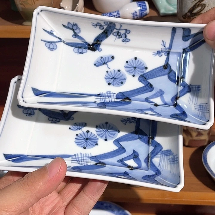 紫泥191全新暗刻佰山款满手绘老青花长深钵两只