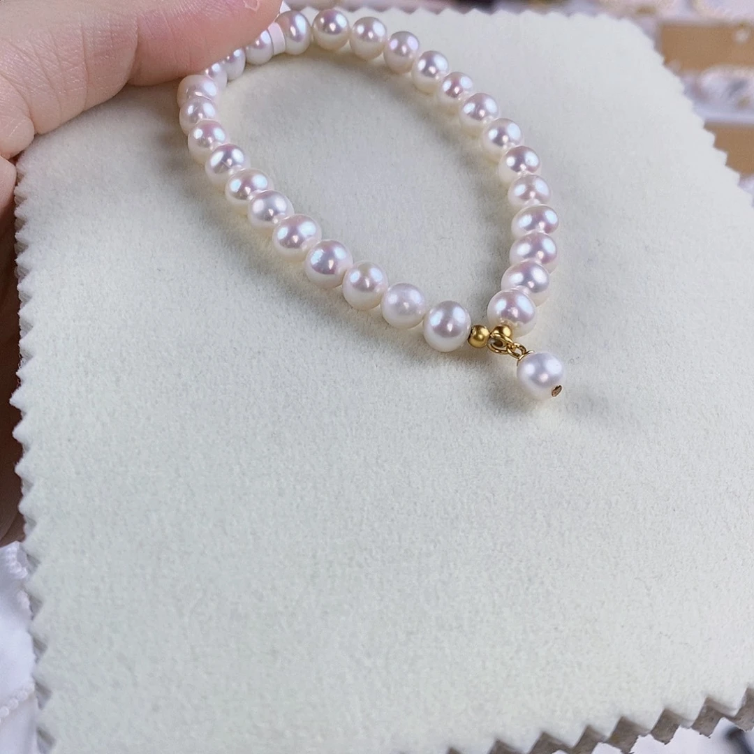 银S925镶嵌淡水珍珠手绳