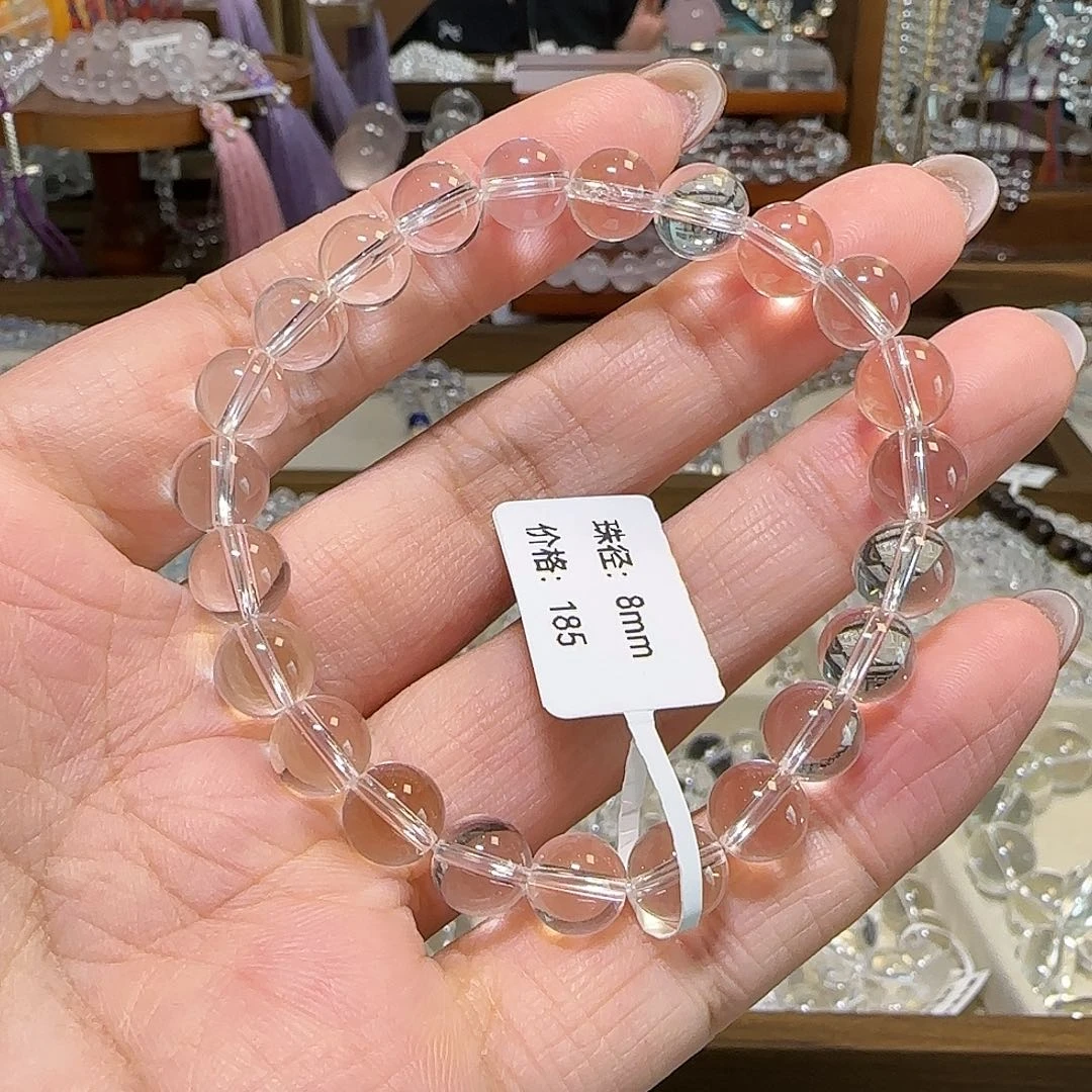 水晶手串未镶嵌楠****?天然白水晶卡8+全净体