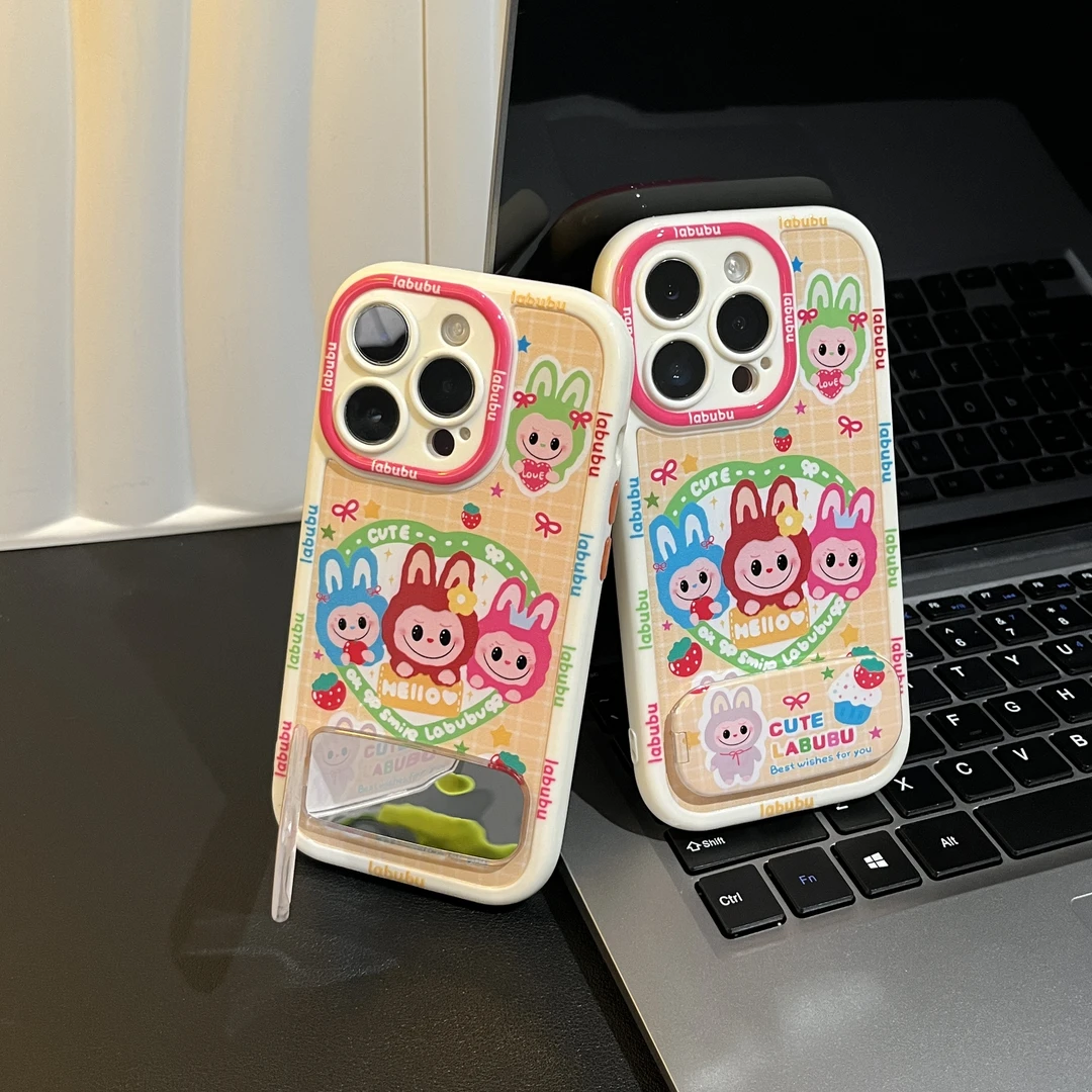 雅天立爱心拉布布适用苹果16手机壳iPhone15奶油华为vivo小米oppo