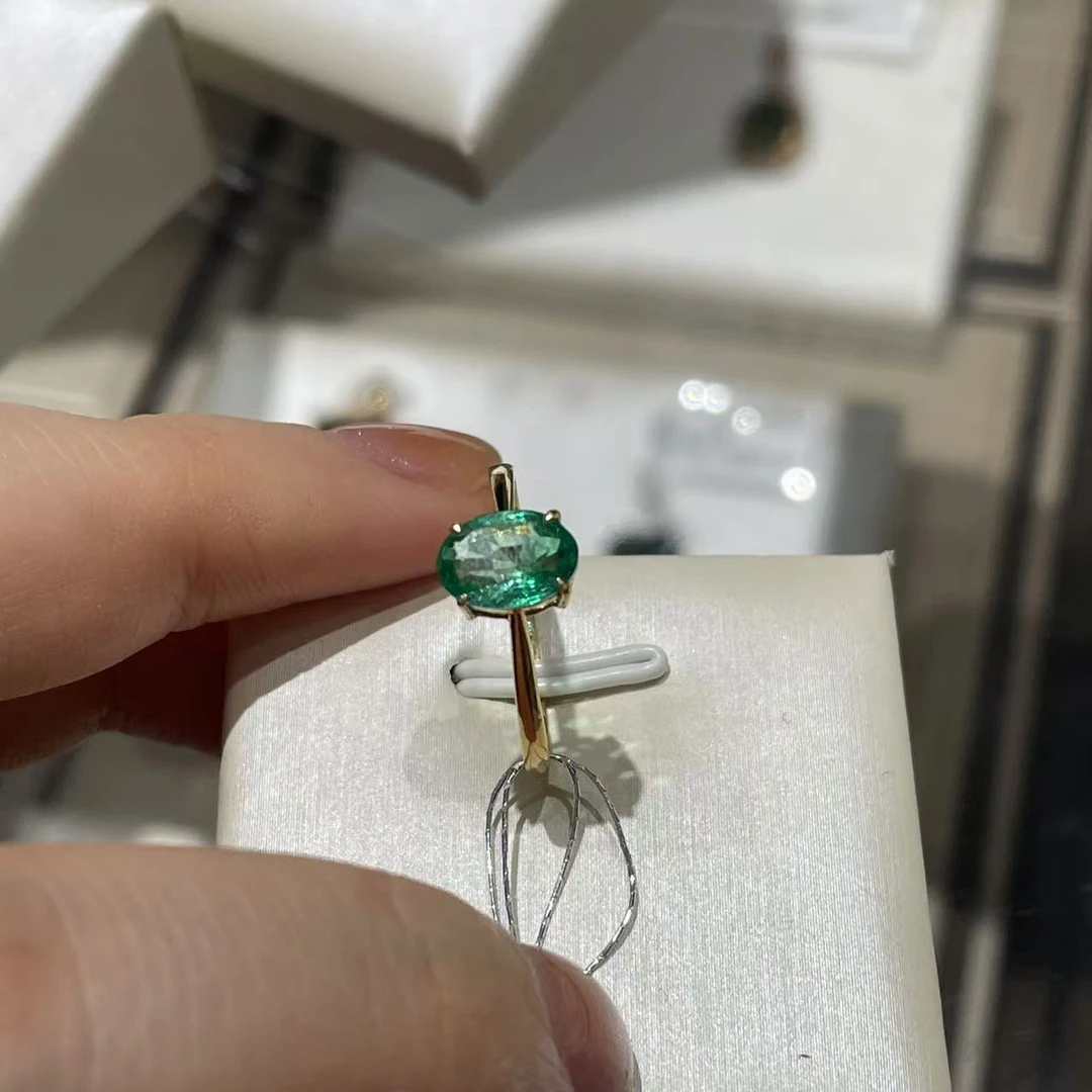 【六六中古】孤品精美祖母绿18k金戒指ys019港14欧53