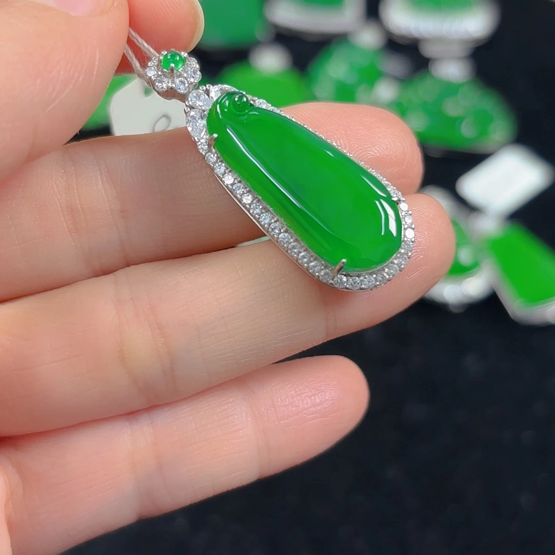 翡翠银S925镶嵌吊坠(不含链)