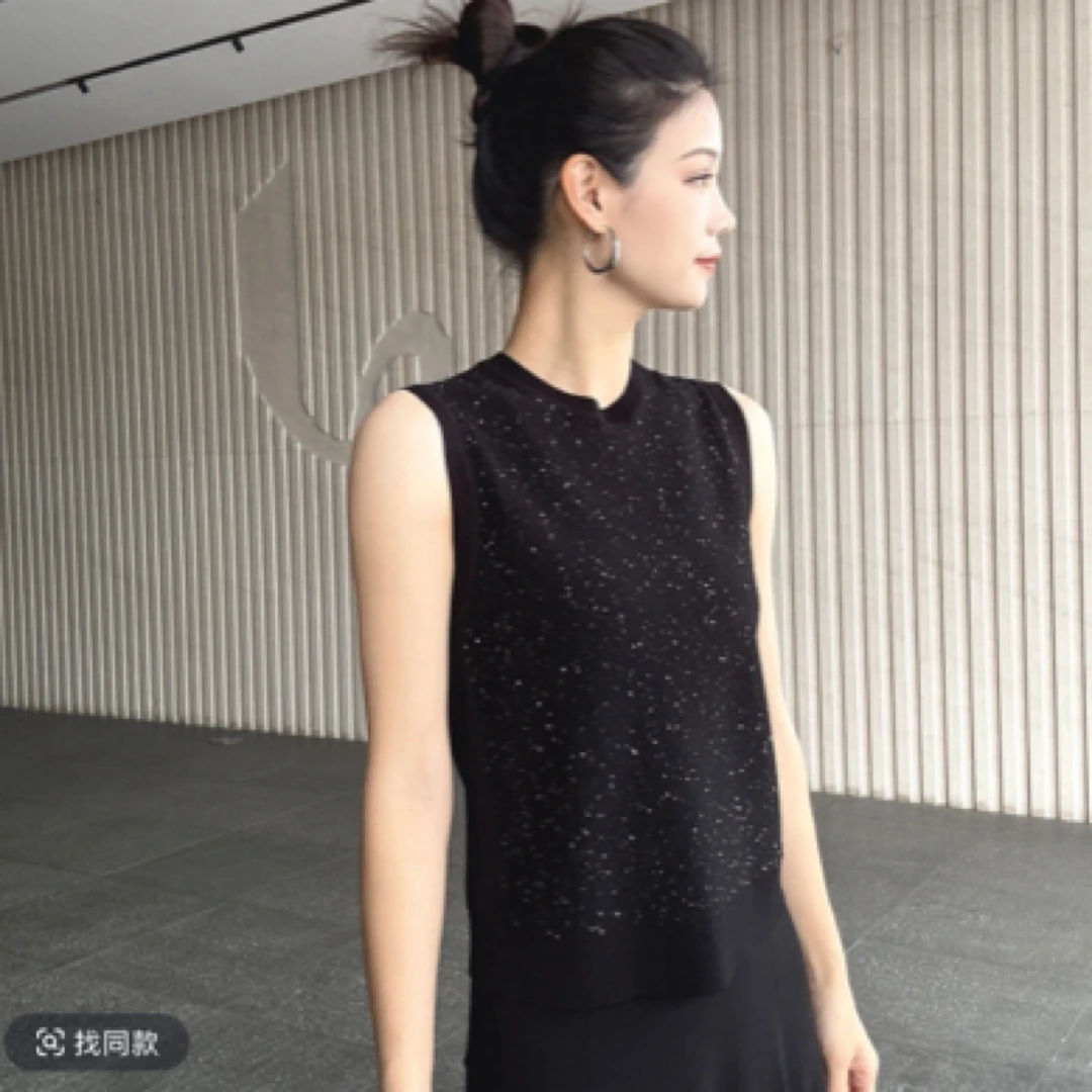 AMASS/阿玛施新款设计感时髦无袖闪片背心上衣538015