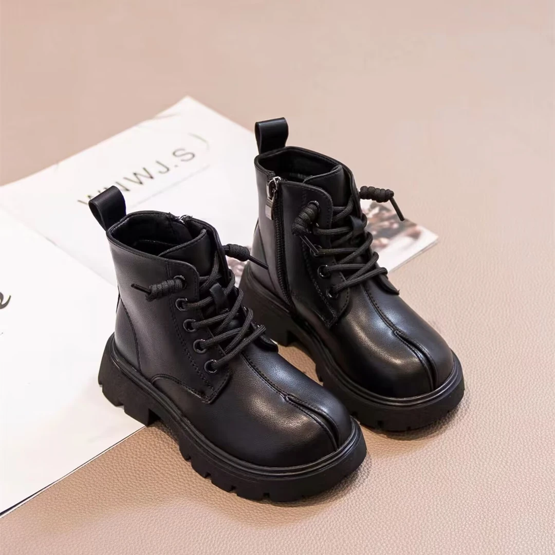 ABC女童短靴2025秋冬新款儿童靴子时尚马丁靴英伦风软底中大童潮