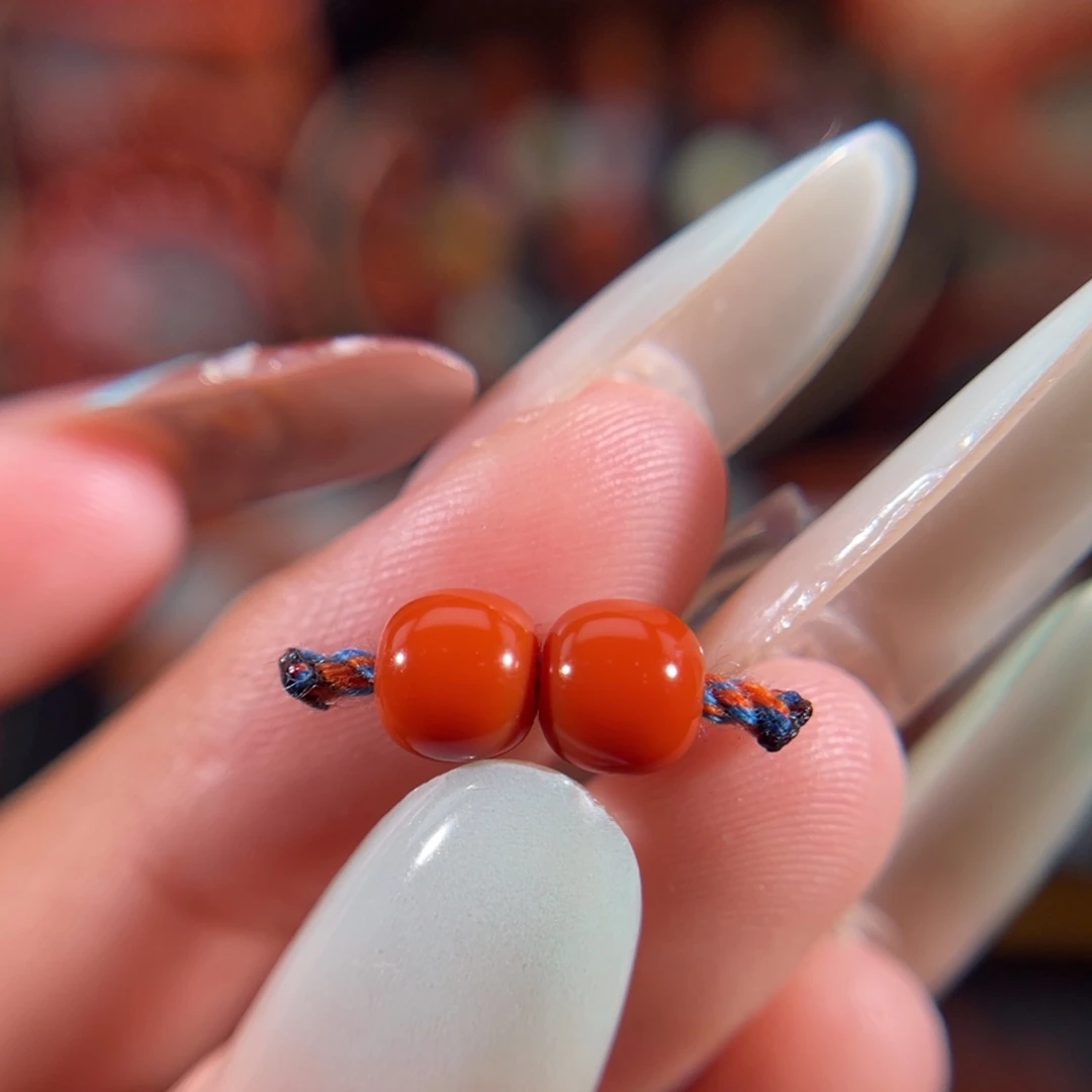 南红玛瑙未镶嵌老型珠一对6.1