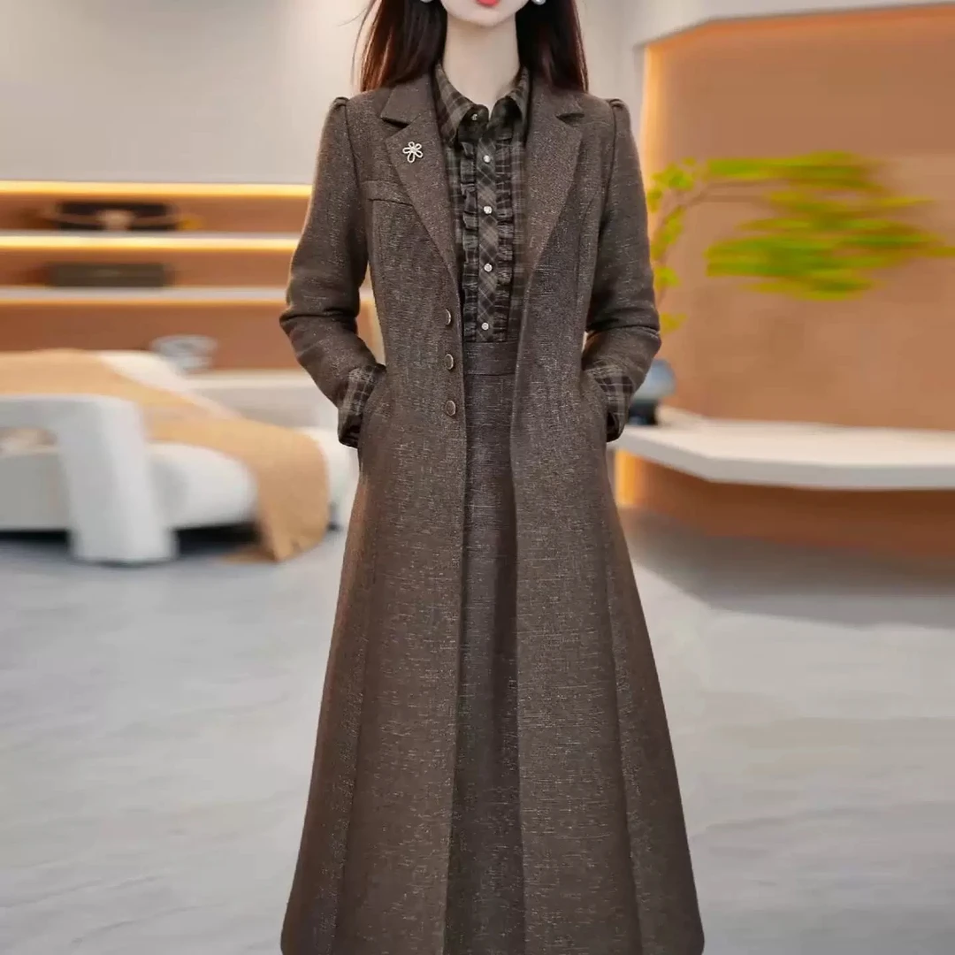 W8069小香风外套连衣裙套装女春秋2025新款高端高级感两件套