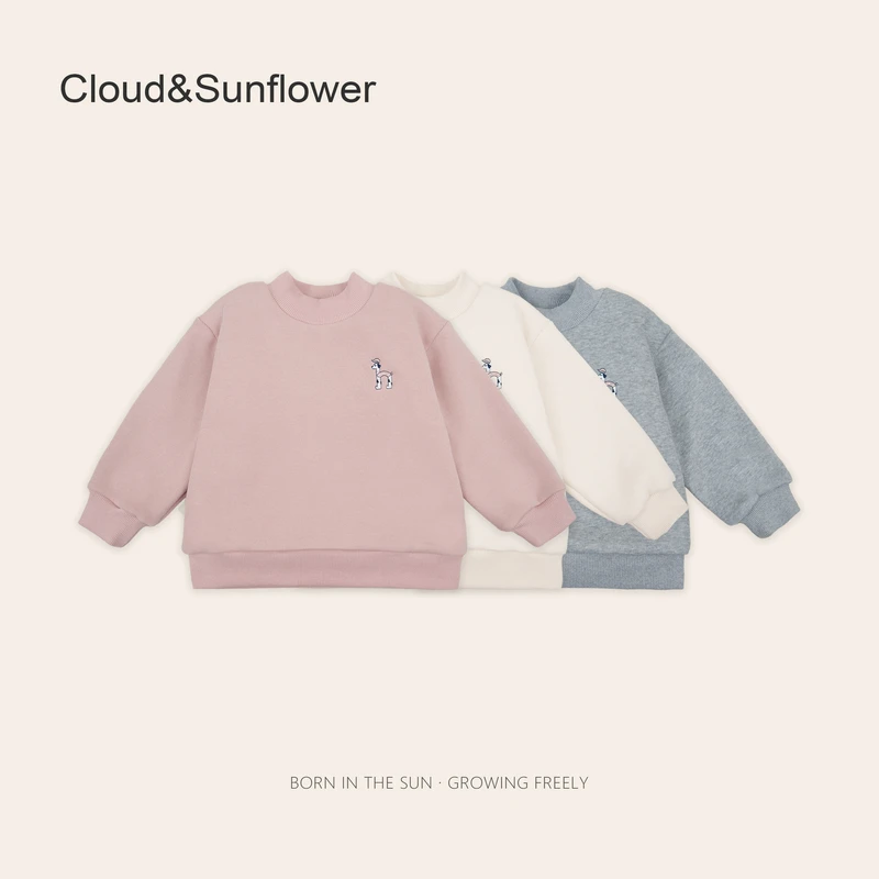 女童纯色哈哈小狗标刺绣冬季休闲卫衣1113345