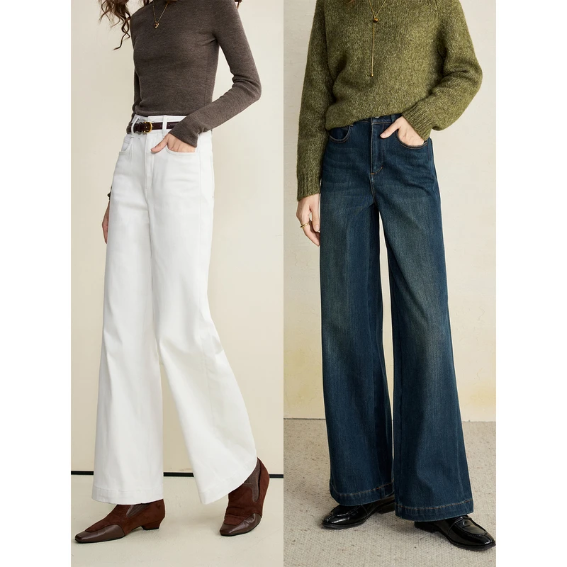 【直腿密码】早春新品底抓毛长绒棉 经典直筒宽松牛仔裤FX3KZ0661-A