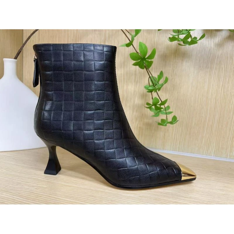 KFY【5cm】秋冬新款时尚细跟短靴高跟尖头秋冬时装靴气质X003黑色