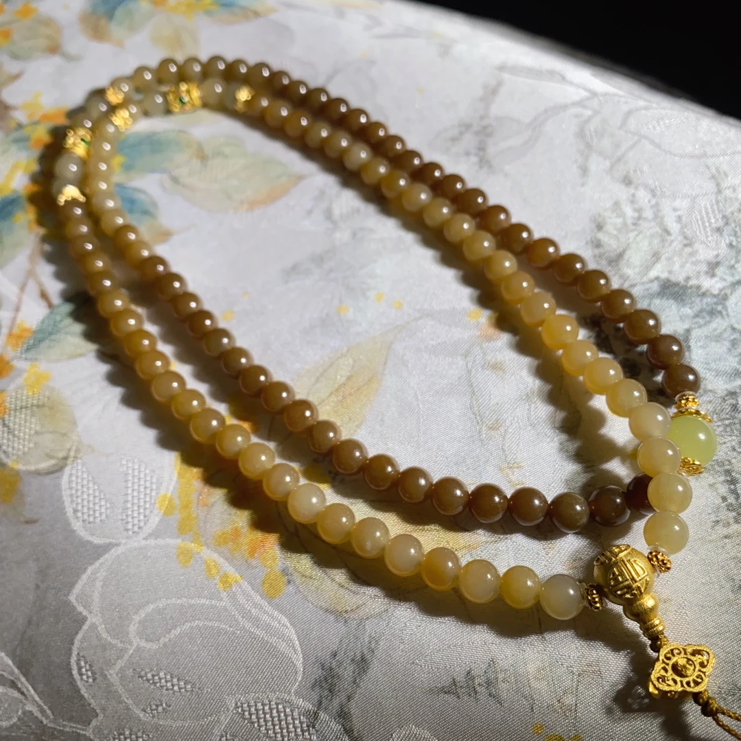 新疆和田玉且末料纯糖108g项链（多样性发一）