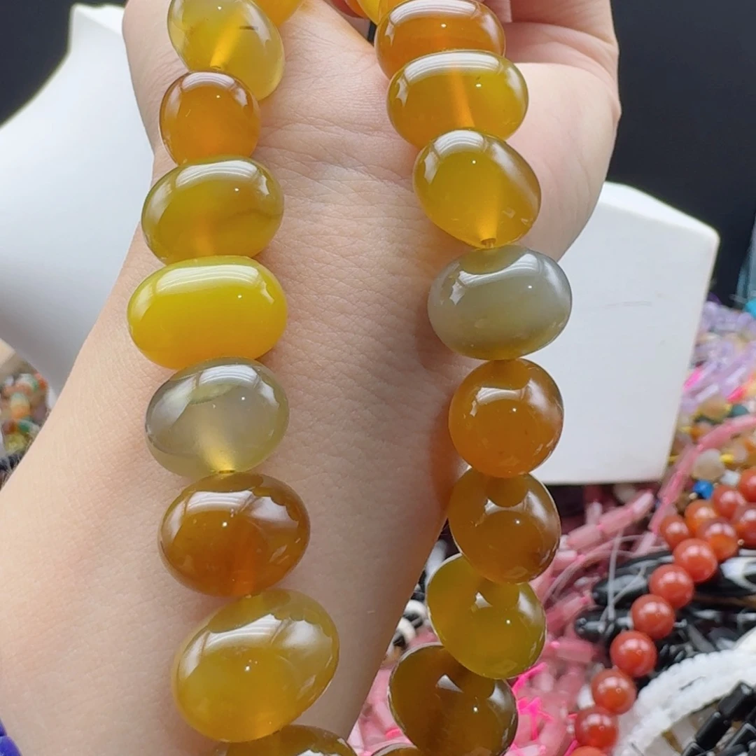 玛瑙/玉髓合金珠宝半成品12*16黄玛瑙一条