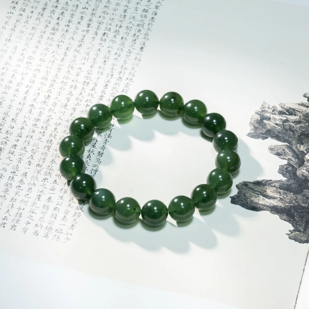 天地纳福泰山玉手串素圈简约单圈12mm