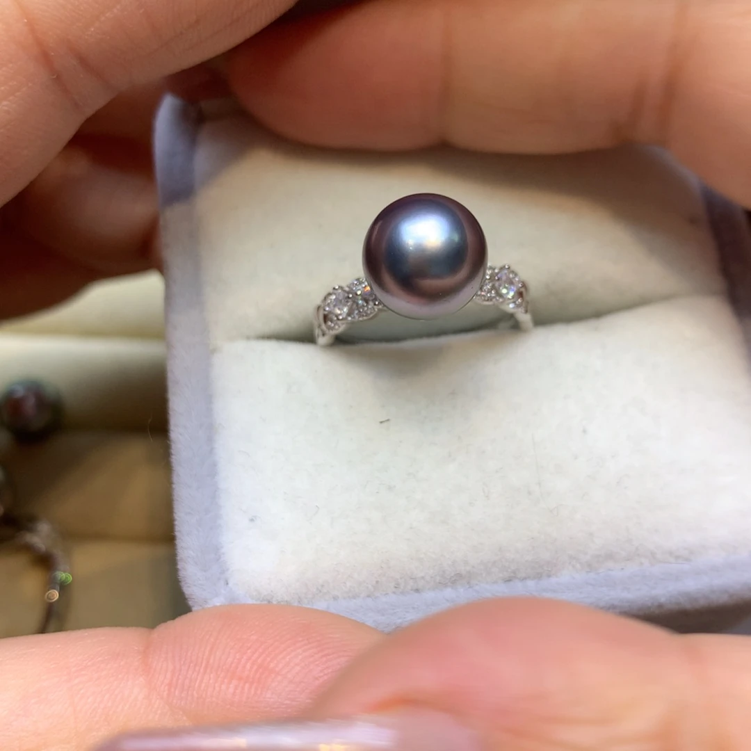 银S925镶嵌戒指海水珍珠