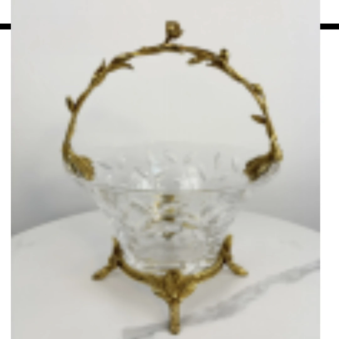 【本尼家】AP261 装饰黄铜水晶果篮 26*25*30cm