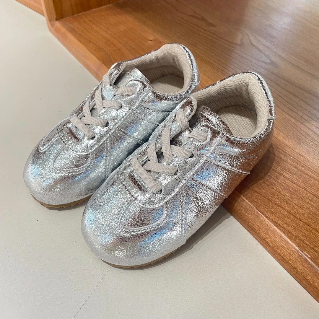 女童银色洋气运动鞋0907