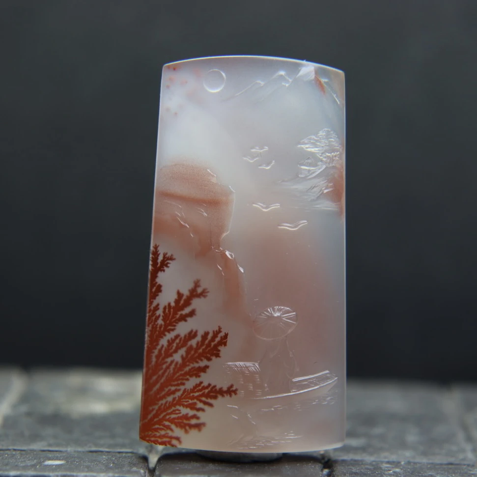 凉山南红草花冰飘料所谓伊人在水一方挂件