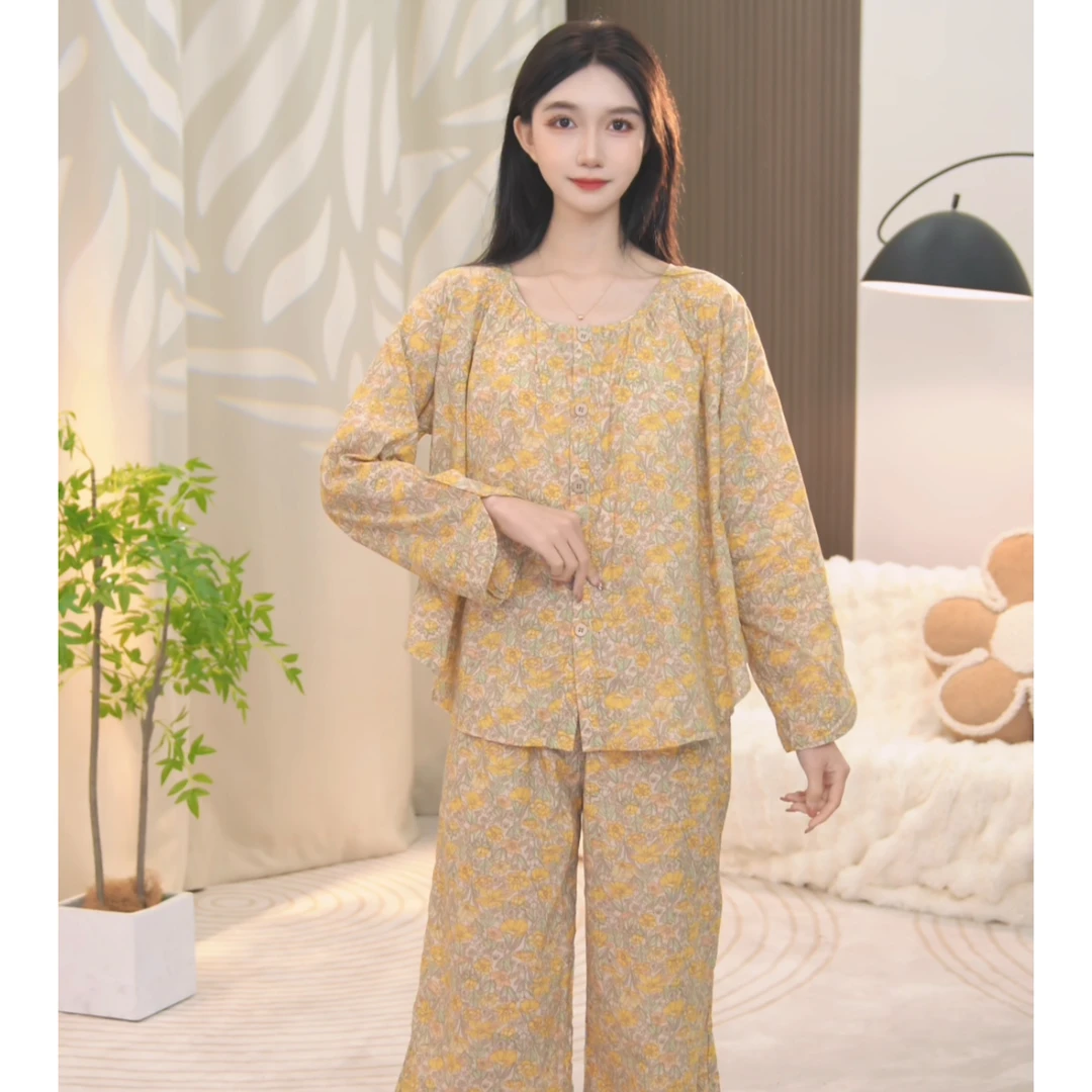 琪琪家2025新款春夏款时尚舒适休闲睡衣女士套装可外穿家居服AQQ