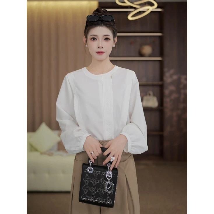 TITI定制【月光芭蕾】轻奢气质纯色长袖衬衫宽松显瘦上衣TL3903118