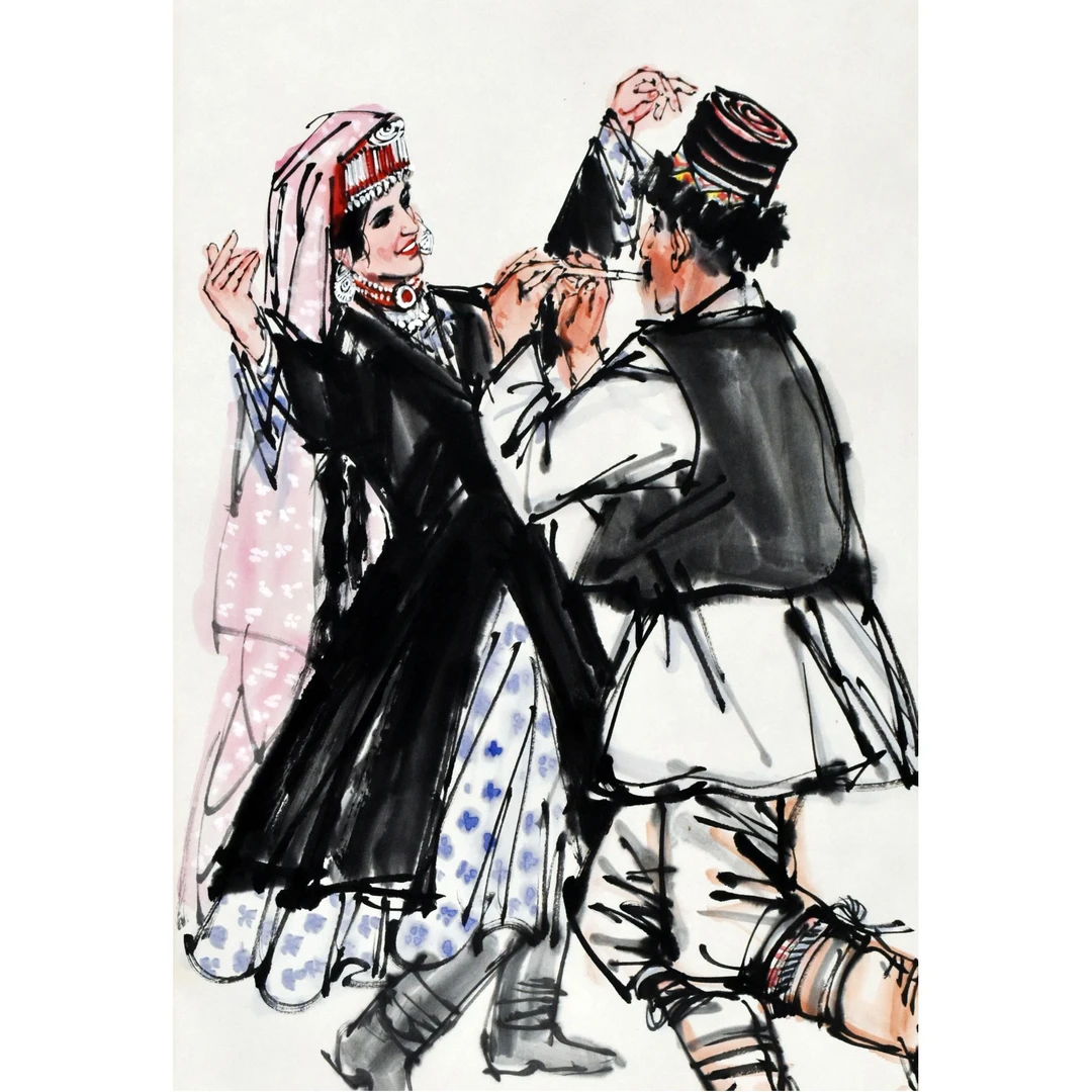 HM10093 塔吉克之舞 70×46 纸本立轴 2.9平尺