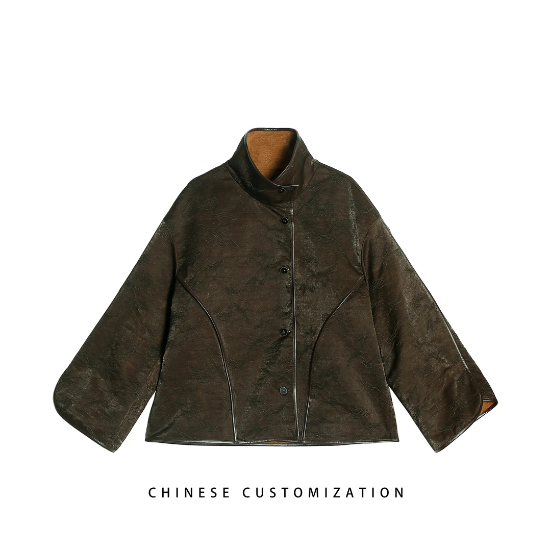 【摩卡美拉德】复古感 老油丝vs皮边机车皮外套上衣24LY739