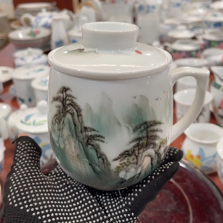 陶瓷醴陵手绘茶水分离杯，450毫升