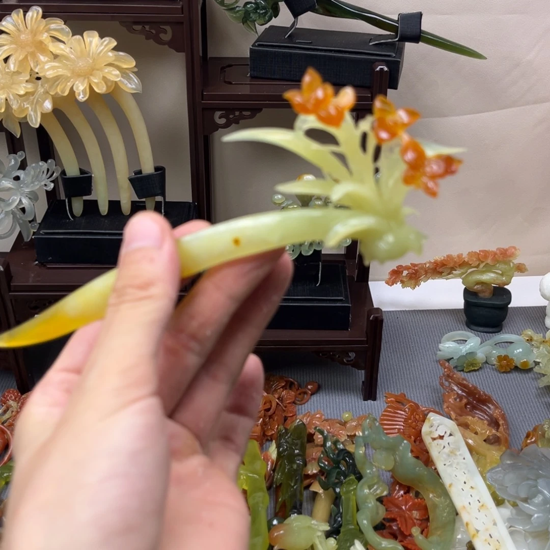 蛇纹石玉合金发饰