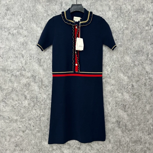 未使用 GUCCI/古驰 藏青色半袖连衣裙