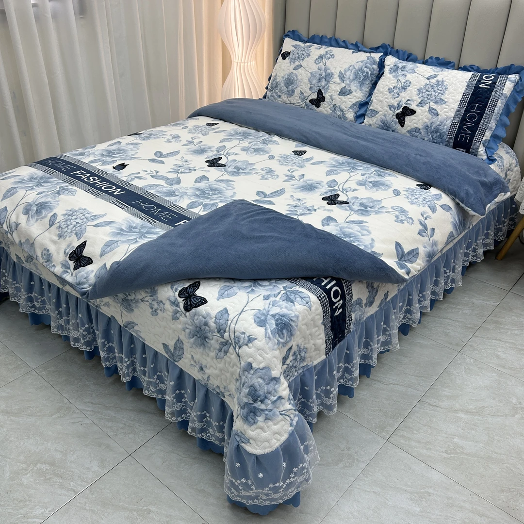 牛奶绒加厚加绒单床盖三件套四件套防滑床防滑防静电榻榻米