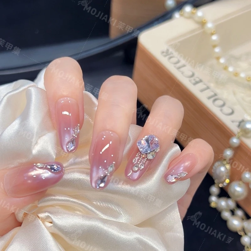 【紫霞仙子】紫色猫眼渐变轻奢设计穿戴甲镶钻设计款美甲