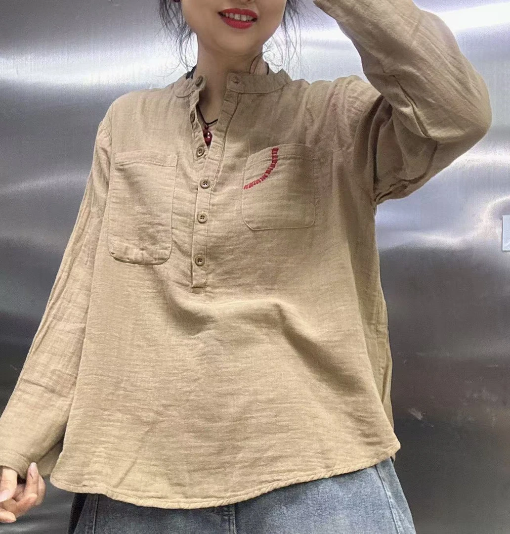 口袋刺绣衬衣602018