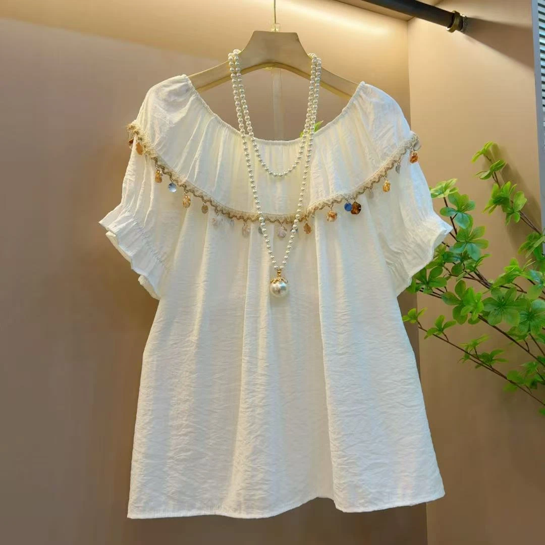 春季新款百搭度假民族风时尚休闲圆领气质短袖T恤上衣（长59左右