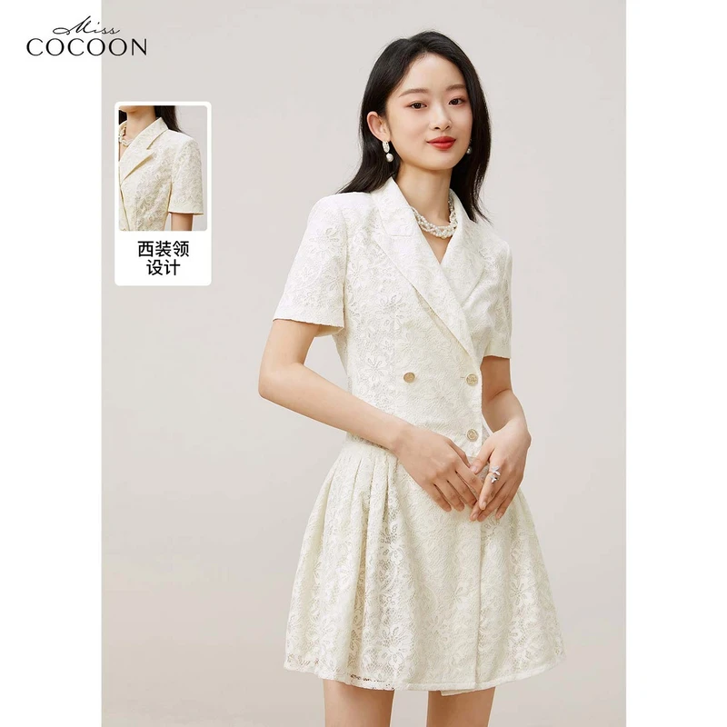 missCOCOON蕾丝女神范西装连衣裙女0139