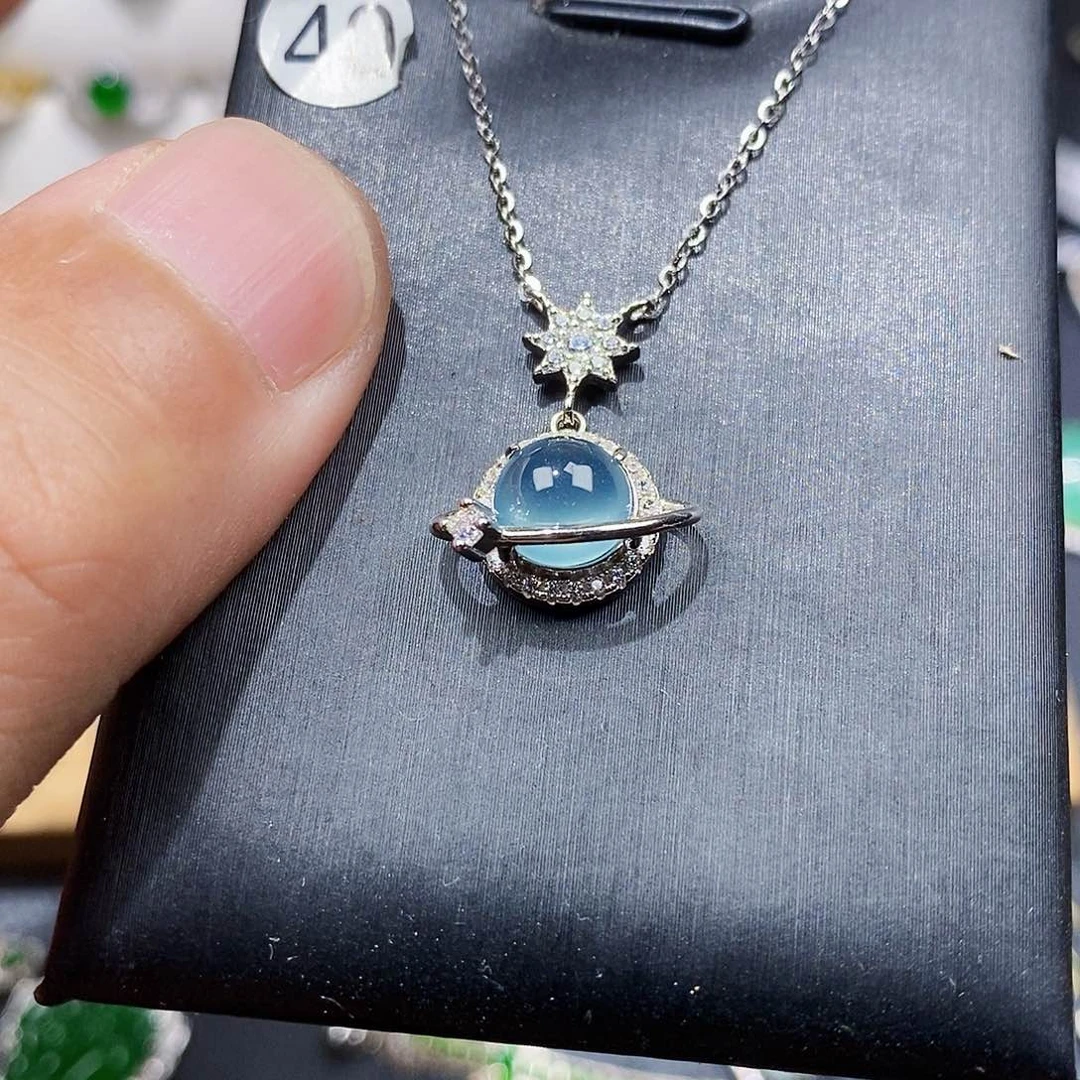 颈饰银S925镶嵌翡翠w w