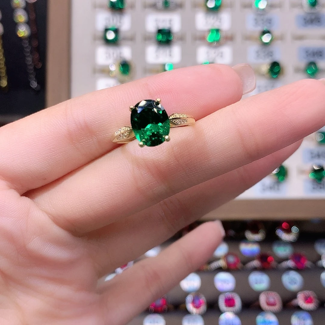 戒指透辉石银S925镶嵌金810