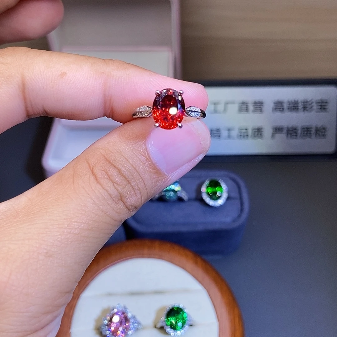 戒指碧玺银S925镶嵌