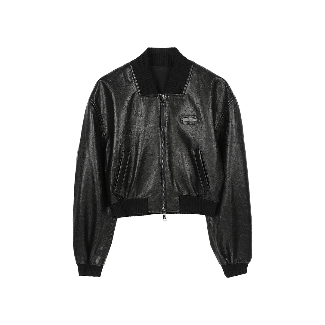 杨圣坤2025秋季新款绵羊皮夹克休闲复古短款皮衣女DR2502-1251