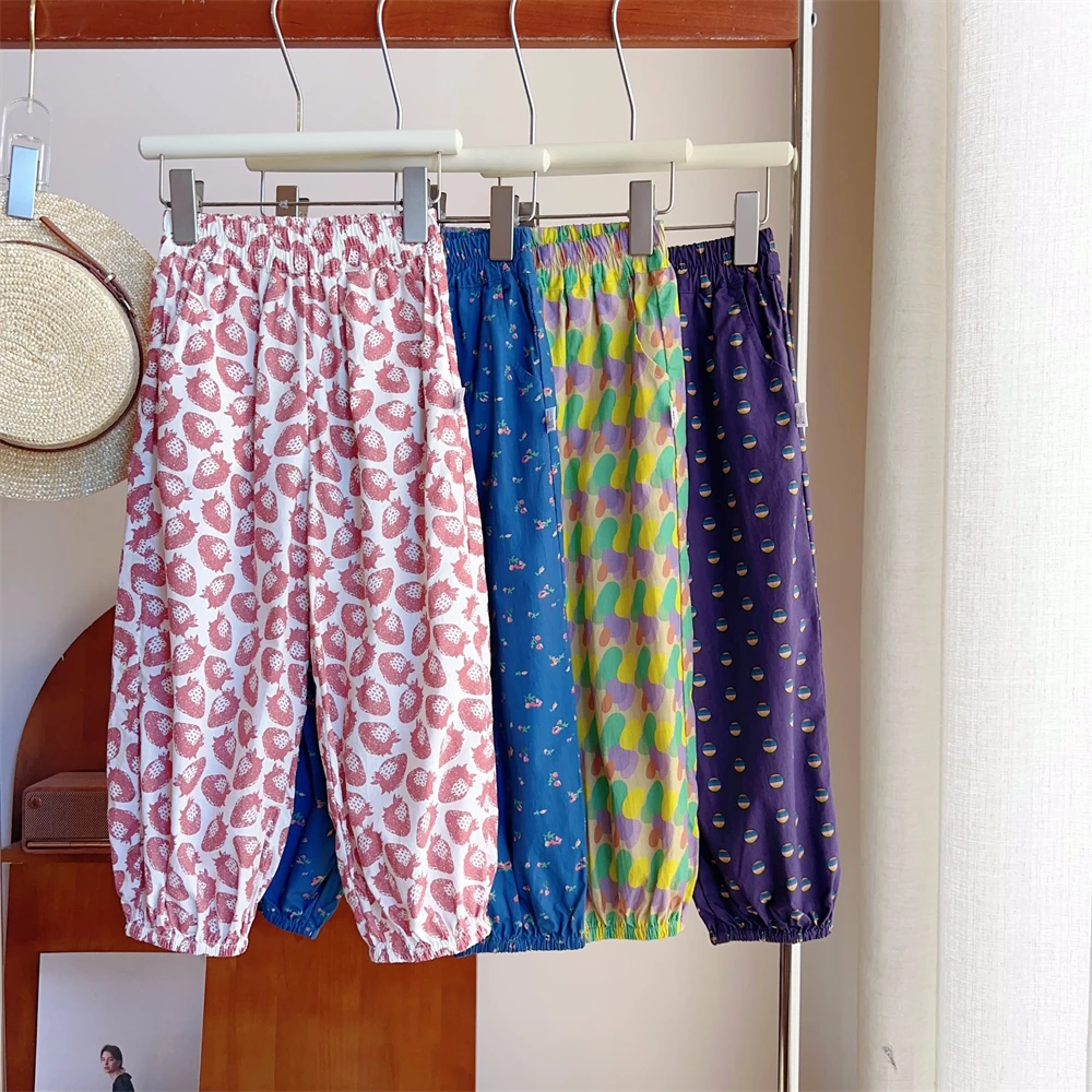 现货【多色碎花裤】6045纯棉束脚长裤女童夏季洋气时尚碎花防蚊裤子