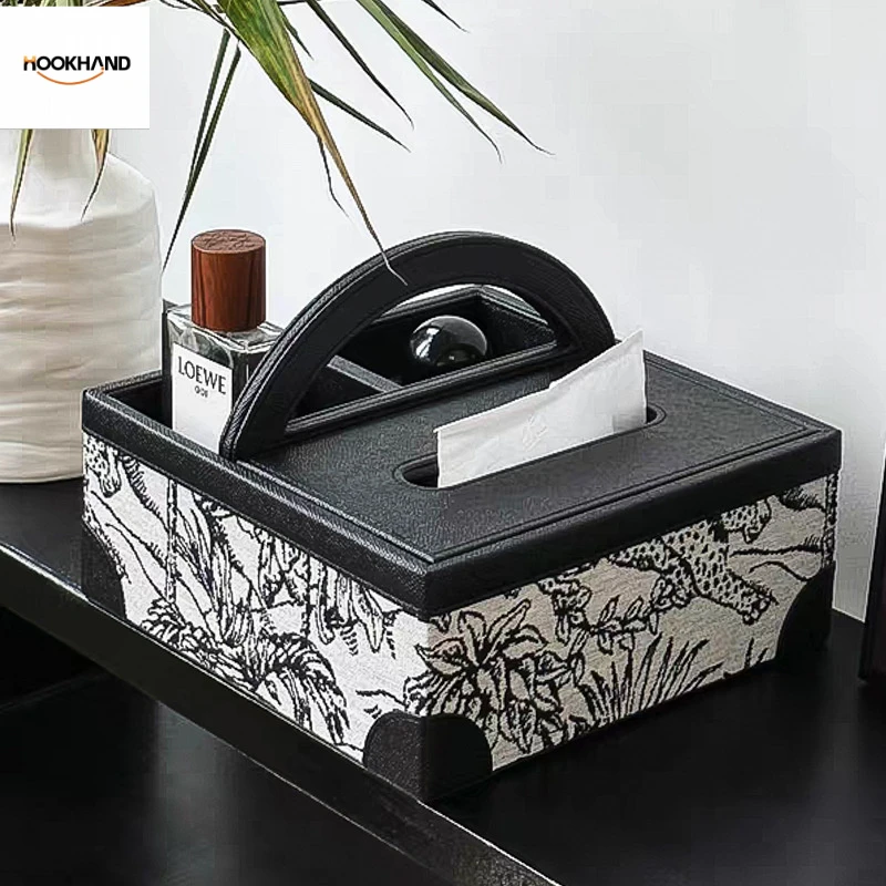 法式复古皮革多功能纸巾盒客厅布艺抽纸盒纸抽盒茶几遥控器收纳盒