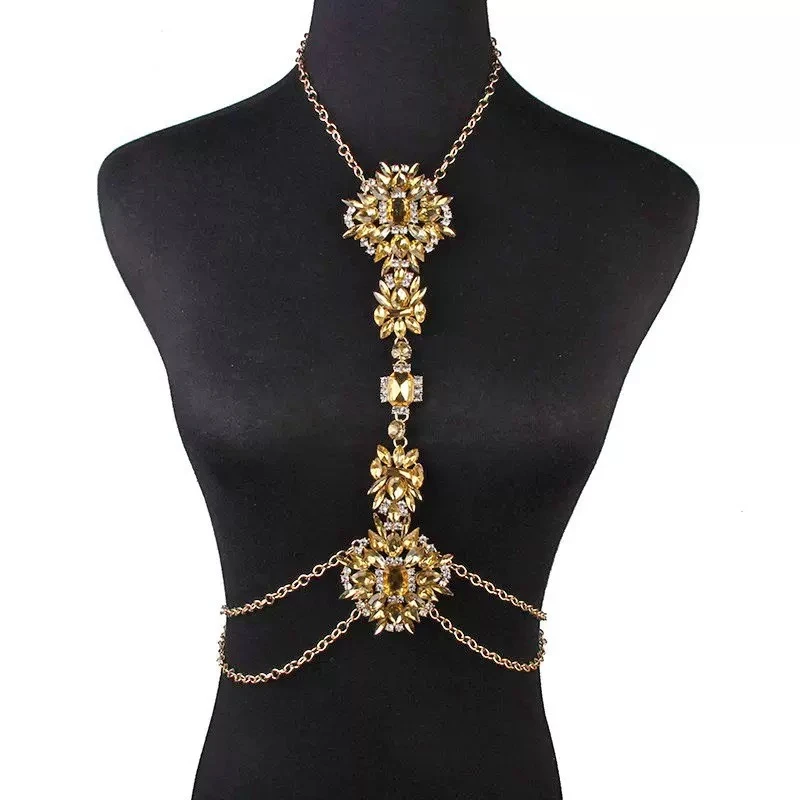 欧美经典时尚镶钻长款身体链配饰饰品