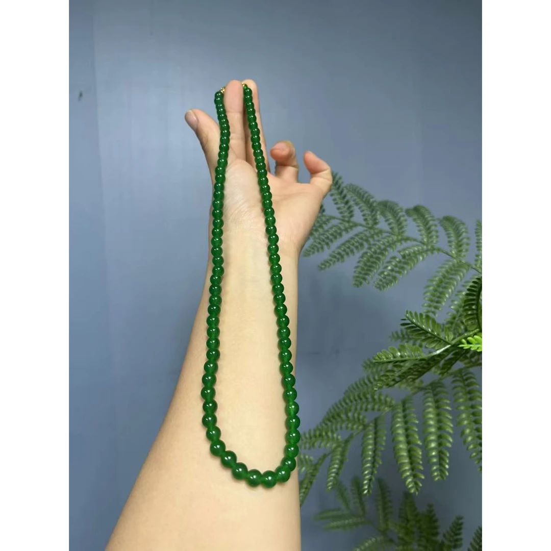 翡翠辣绿14k项链6mm