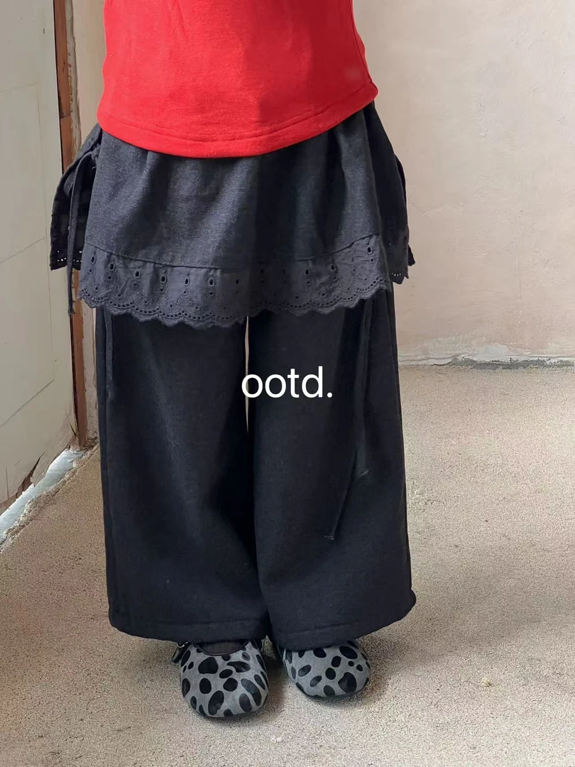 OOTD-930-儿童韩系百搭女童洋气仿牛仔屁帘裤（秋冬款）