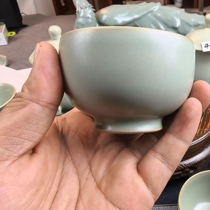 汝州原产地原矿慕古手工卷足罗汉杯