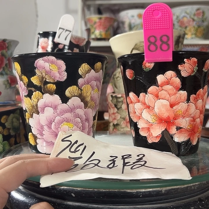 景德镇幸运花盆手绘韩式花盆