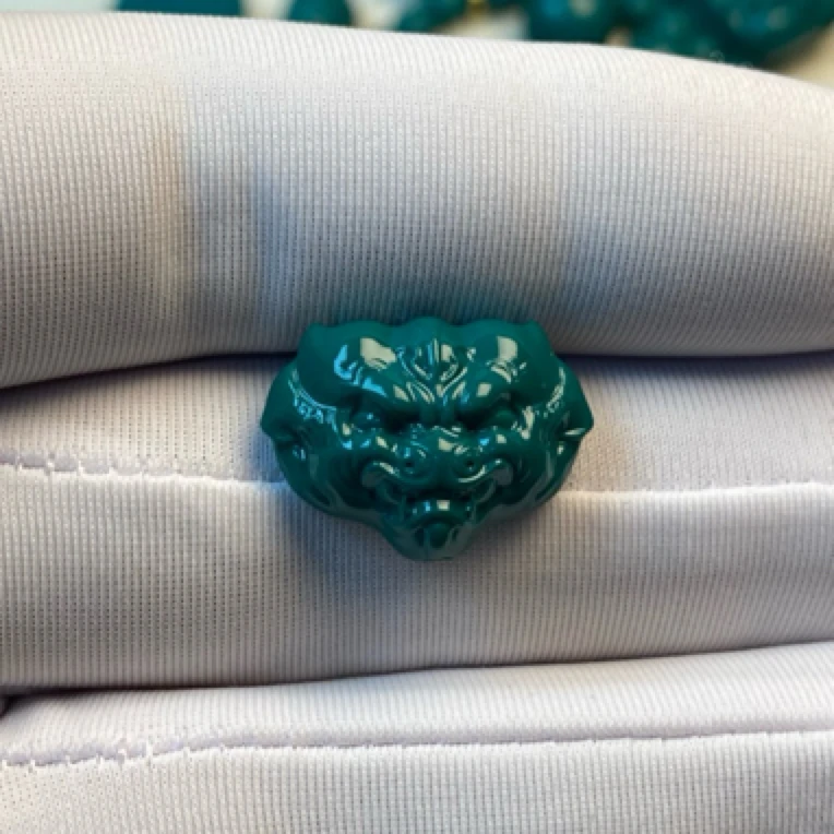 高瓷蓝绿色系貔貅 兽面背云