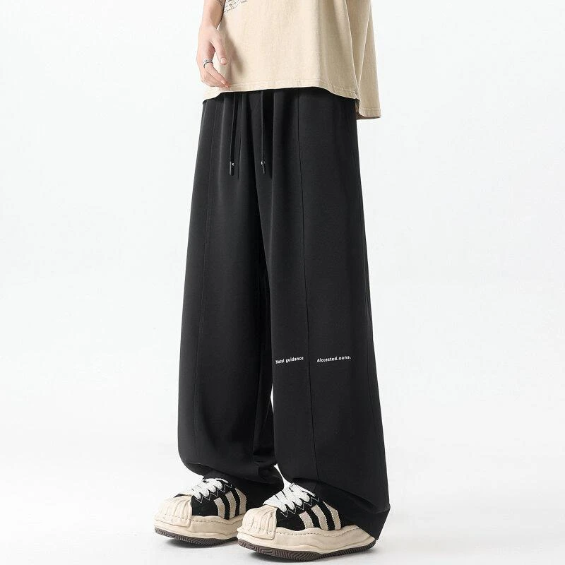 【TQUX港奢男装】运动裤男夏夏冰丝垂感宽松直筒裤2025新款凉爽速