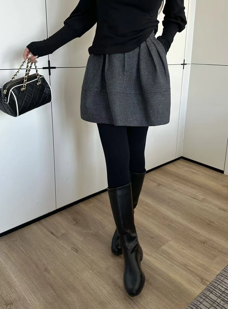 琪琪怪怪大码女装【缪系花苞裙】洋气时尚百搭高腰半身裙D28195QQ