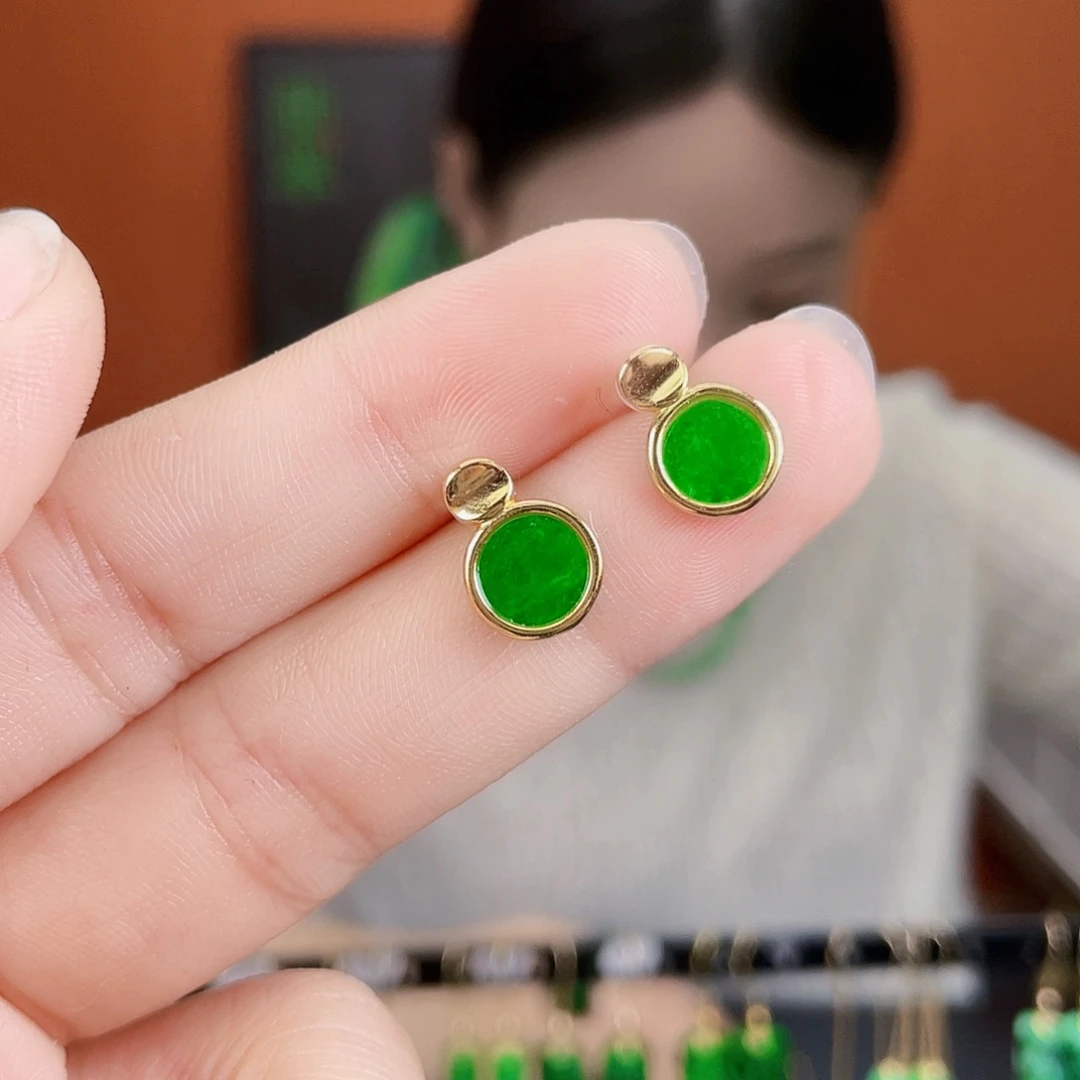 翡翠银S925镶嵌耳饰