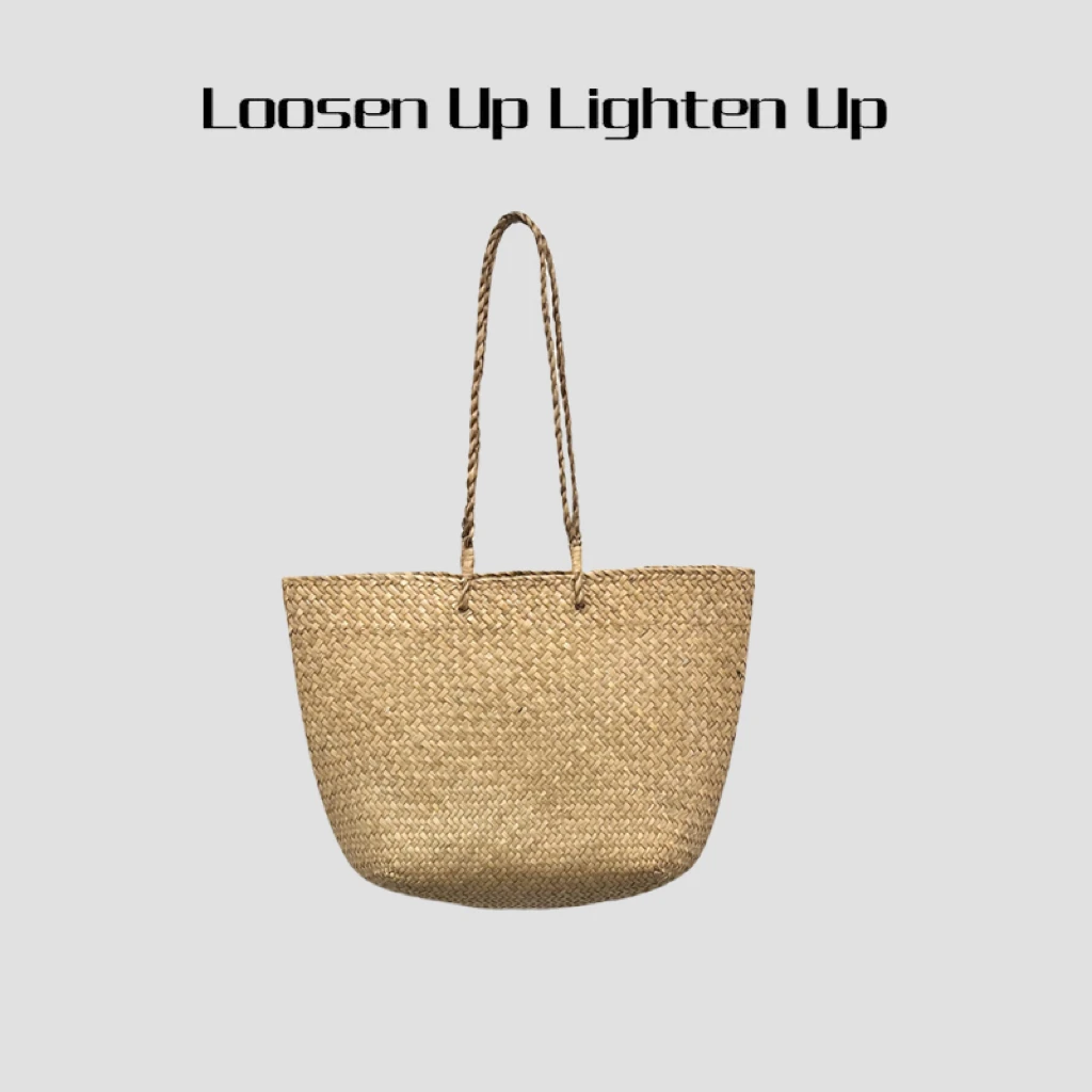 LULU【手工竹编包】法式竹篮子文艺百搭单肩包超大容量编织包度假包